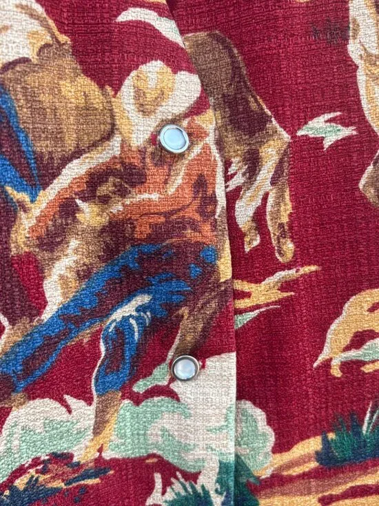 Vintage Mirrors Western Tapestry Vest Women's Large Red Horses Pearl Button 90s - Picture 4 of 10